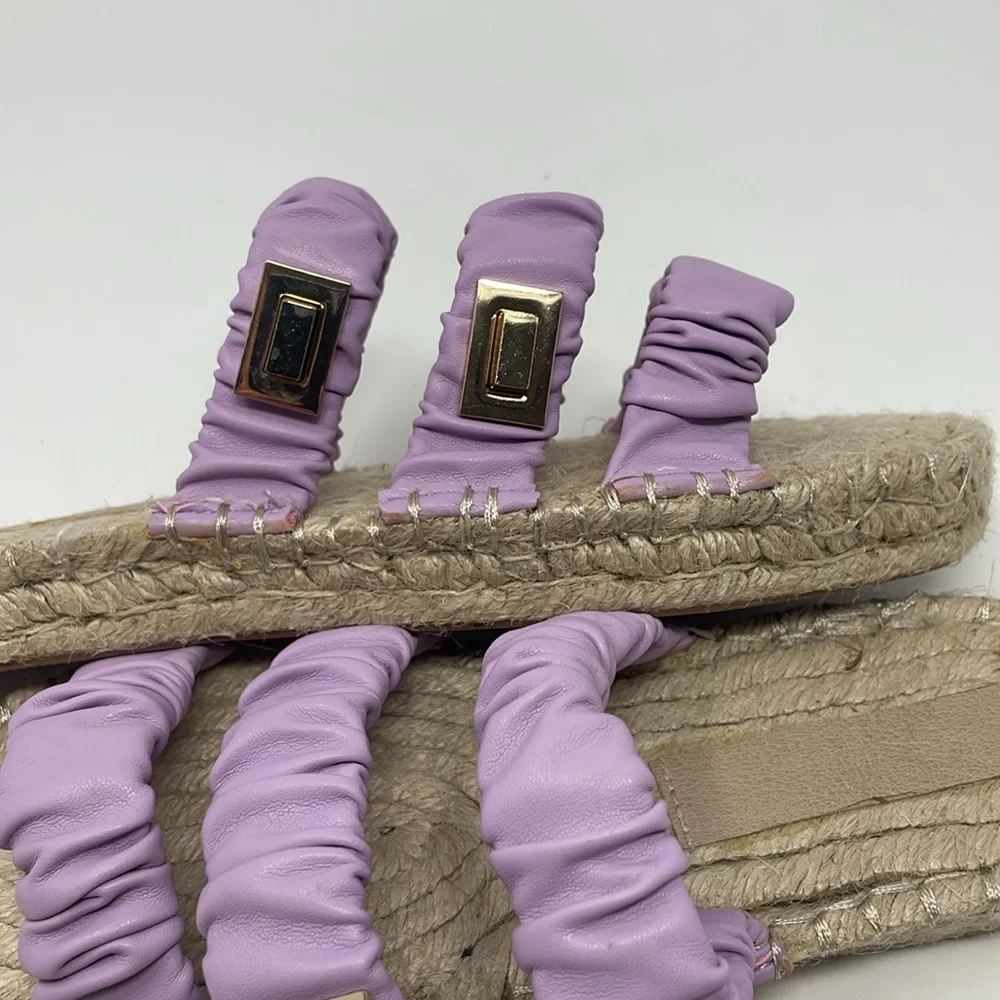 ASOS Design Purple Slip-On Double Scrunchie Strap Flat Espadrille Sandals Size 7
